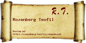 Rozenberg Teofil névjegykártya
